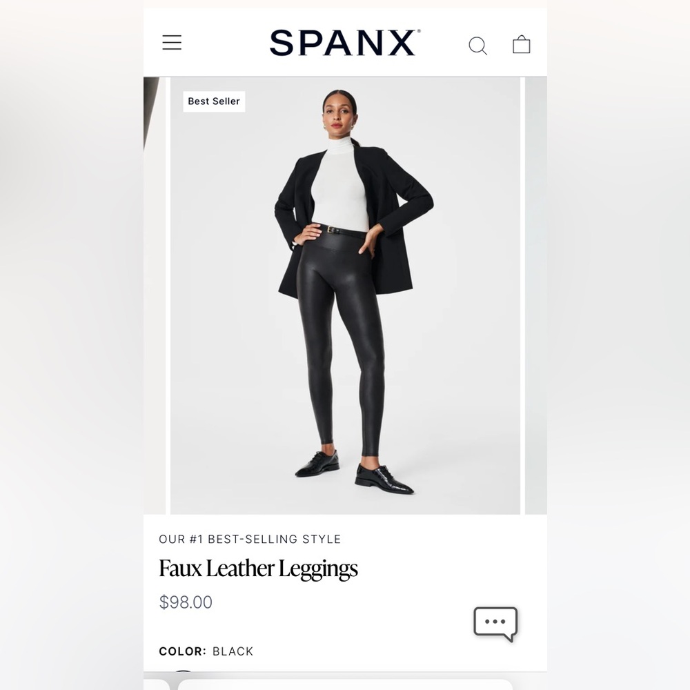SPANX faux leather leggings, size L